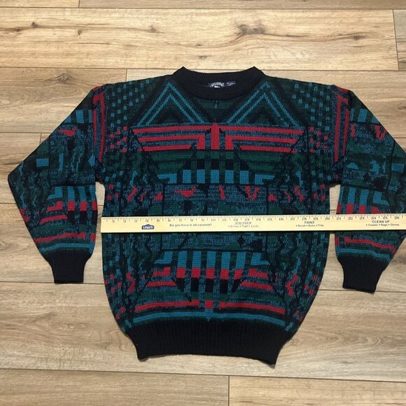 Men's VTG Atlantic Traders Geometric Knit Sweater LARGE Multicolor Grandpa Retro - Picture 5 of 10